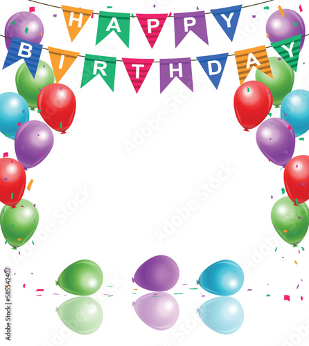 Canvas Print Happy birthday vector transparent background