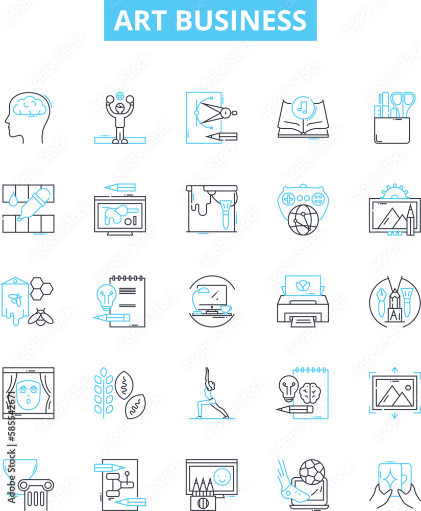 Art business vector line icons set. Art, Business, Commerce, Networking, Selling, Design, Marketing illustration outline concept symbols and signs