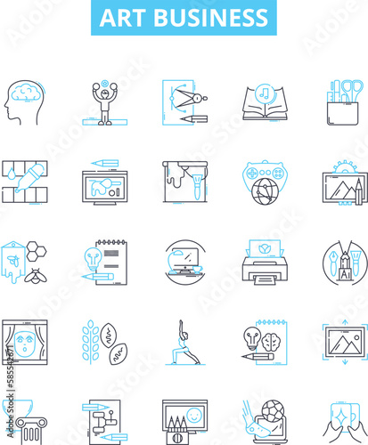 Art business vector line icons set. Art, Business, Commerce, Networking, Selling, Design, Marketing illustration outline concept symbols and signs