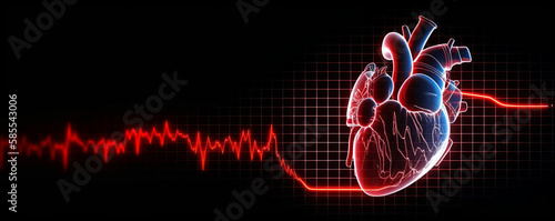 Cardiogram of a human heart for use in medical cardiac care background. Expert Heart Health Care concept wallpaper. Generative AI