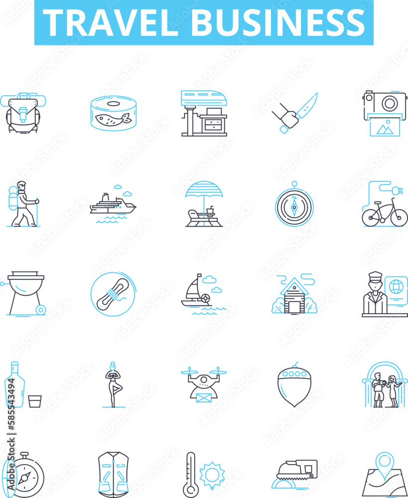Travel business vector line icons set. Tourism, Tour, Vacation, Journey ...