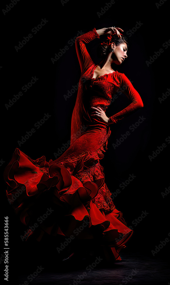 Flamenco Spanien Gitarre Tanz Kultur History Musik Ausdruck Illustration (Generative AI) Digital Art, Background Magazin Cover  