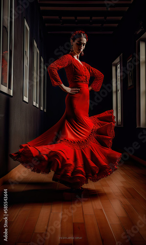 Flamenco Spanien Gitarre Tanz Kultur History Musik Ausdruck Illustration (Generative AI) Digital Art, Background Magazin Cover   photo