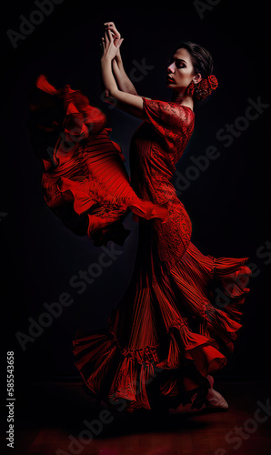 Flamenco Spanien Gitarre Tanz Kultur History Musik Ausdruck Illustration (Generative AI) Digital Art, Background Magazin Cover  