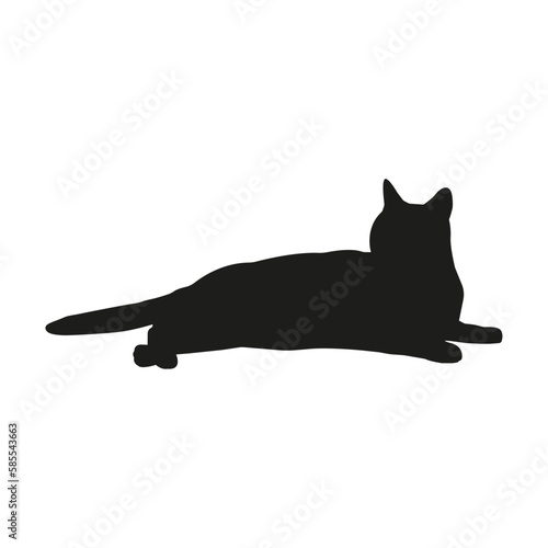 Cat silhouette illustration, lying cat, cat lies, lying cat