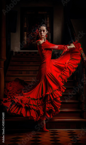 Flamenco Spanien Gitarre Tanz Kultur History Musik Ausdruck Illustration (Generative AI) Digital Art, Background Magazin Cover 