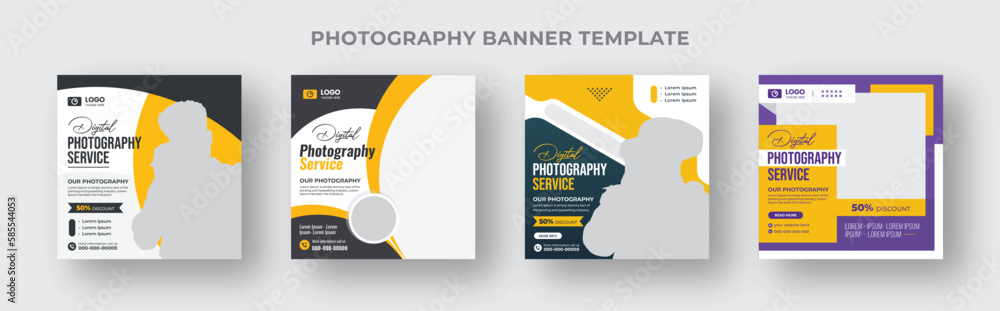 Digital photography social media post or web banner template