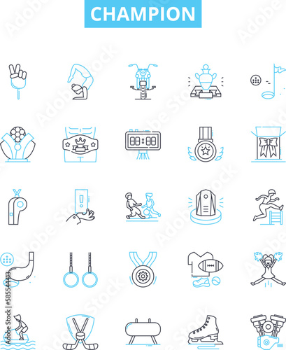 Foto Champion vector line icons set