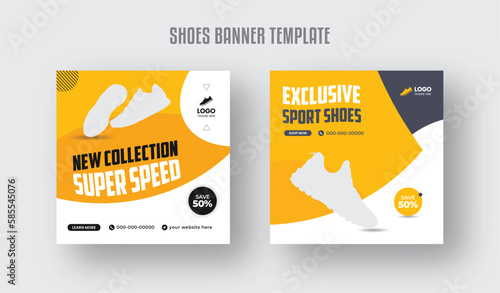 Modern shoes social media post web banner template