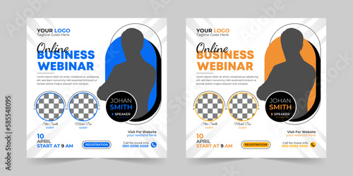 Editable business webinar conference square social media post and digital marketing promotion advertising banner design template