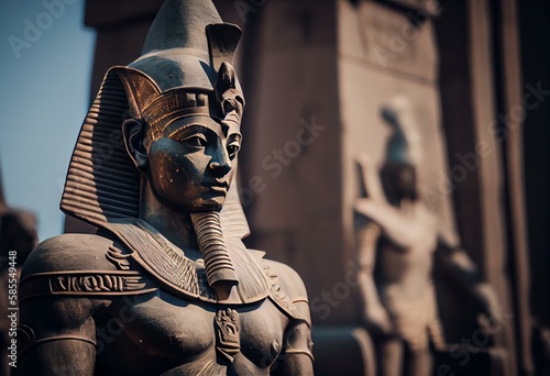 Statue of Ramesses II at Luxor temple with copy space. Generative AI photo