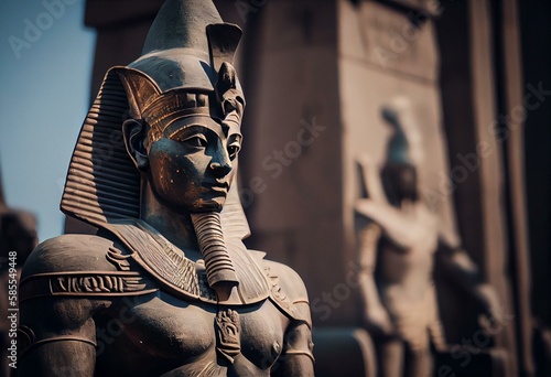 Statue of Ramesses II at Luxor temple with copy space. Generative AI