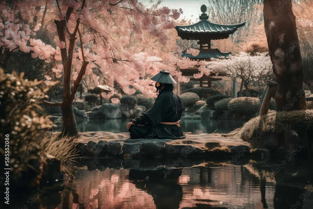 a meditating samurai, generative ai