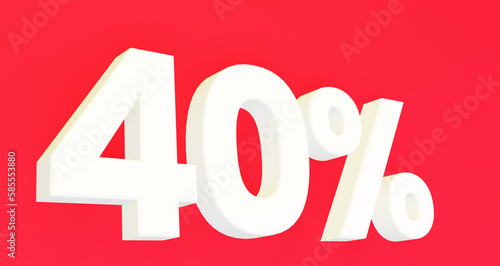 Red 3d numbers on white isolated background.