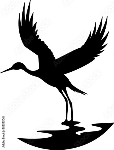 Silhouette of flying stork. Flying bird. Silhouette vector..