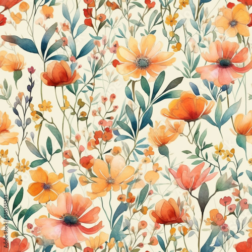 flower field watercolor pattern made by generative ai