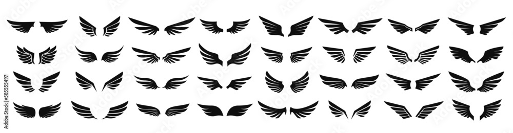 Wings icons set. Simple set of wings badges. Vector icons collection for your design on white background Wings icons set. Simple set of wings badges. Vector icons collection for your design on white background