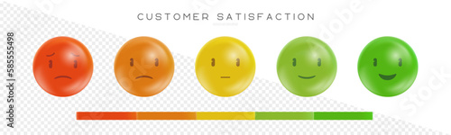 Customer Satisfaction Survey Emoticons. Emotional icons of quality level, rating. Business indicators concept. Grades of different levels. Bad, normal, good, excellent mood. Vector illustration