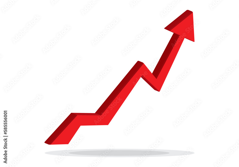 Growing business 3d arrow on white, Profit red arrow, Vector illustration.Business concept, growing chart. Concept of sales symbol icon with arrow moving up. Economic Arrow With Growing Trend.
Growing business 3d arrow on white, Profit red arrow, Vector illustration.Business concept, growing chart. Concept of sales symbol icon with arrow moving up. Economic Arrow With Growing Trend.