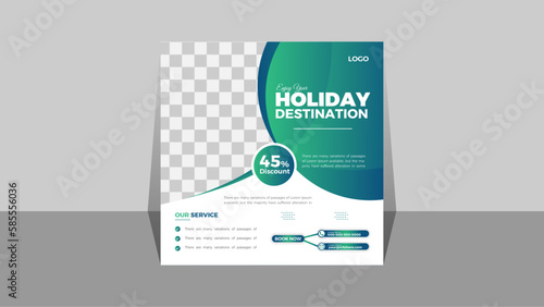 Enjoy your Holiday Destination  social media post banner or square flyer design template