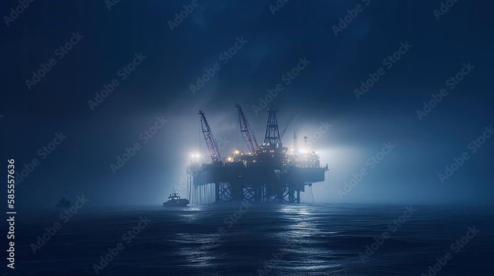 Fototapeta premium oil rig at sunset created with Generative AI technology