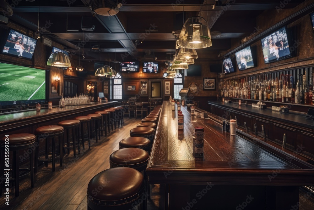 Preparation for watching the sport game.Cooled glass of beer with condensate on the wooden table. Blurred bar at the background Generative AI
Preparation for watching the sport game.Cooled glass of beer with condensate on the wooden table. Blurred bar at the background Generative AI