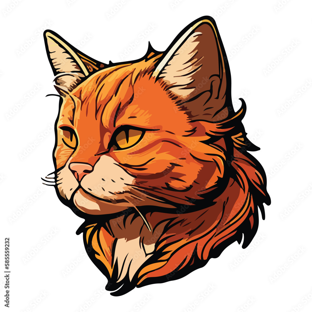 Red Cat Flat Icon Isolated On White Background