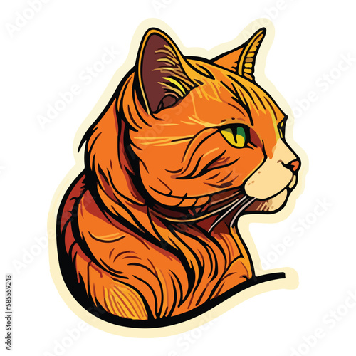 Fototapeta Naklejka Na Ścianę i Meble -  Red Cat Flat Icon Isolated On White Background