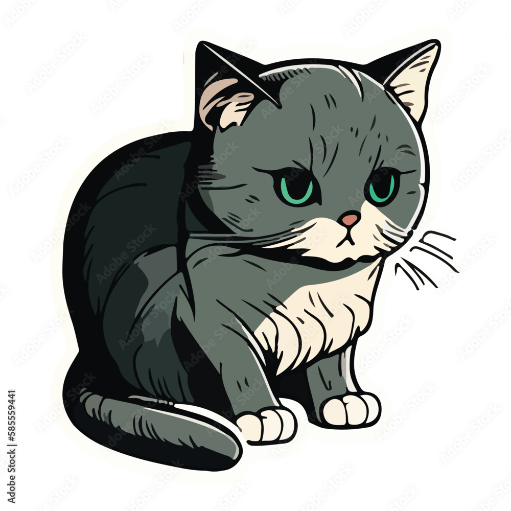 Cat Flat Icon Isolated On White Background