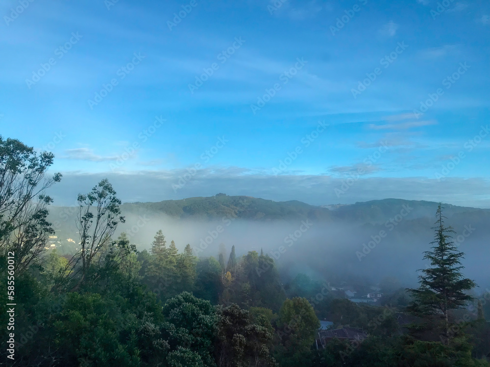 foggy morning hills landscape foggy morning hills landscape