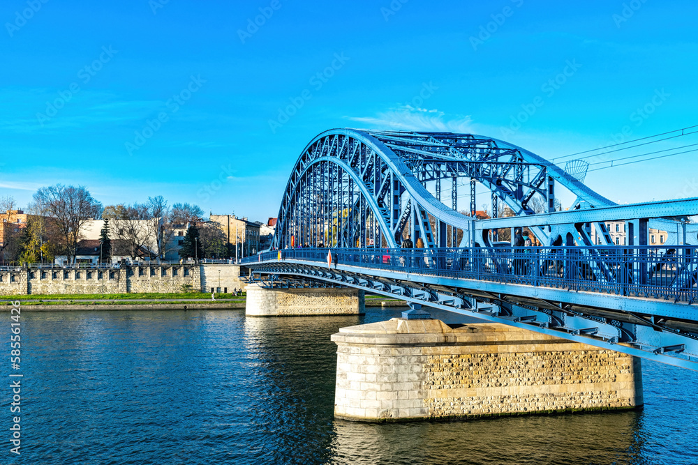 Old metal arch bridge in Krakow