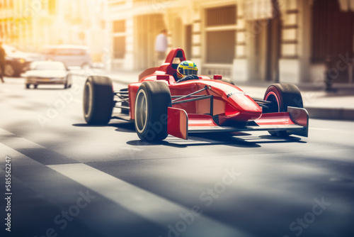 racing formula at ride in street ,sportscar background Generative AI