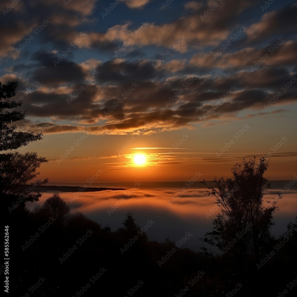 amazing sunset over the river created by AI amazing sunset over the river created by AI