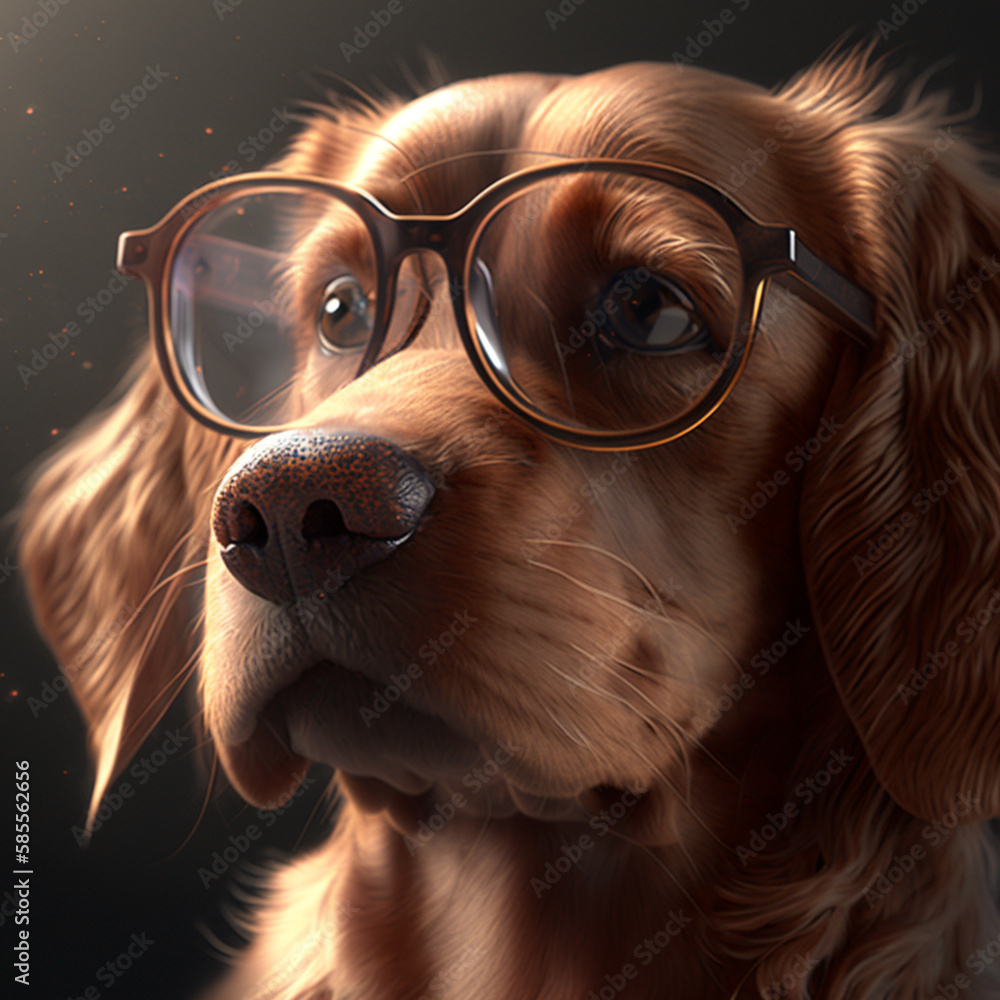a very cute dog wearing glasses,