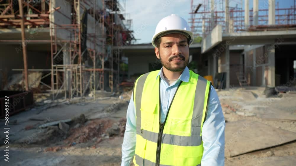 Asian male civil engineer standing looking at camera. Asian male civil engineer standing looking at camera.