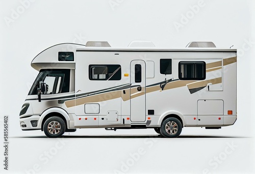 Fototapeta French motorhome side view isolated on white. Generative AI