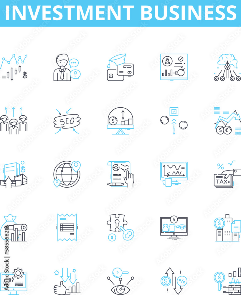 Investment business vector line icons set. Investment, Business, Finance, Stock, Trading, Profits, Returns illustration outline concept symbols and signs