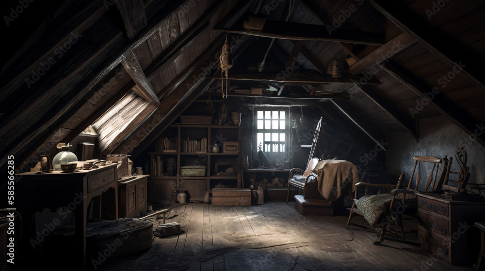 old wooden house attic