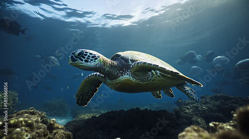turtle swimming  generative ai © KWY