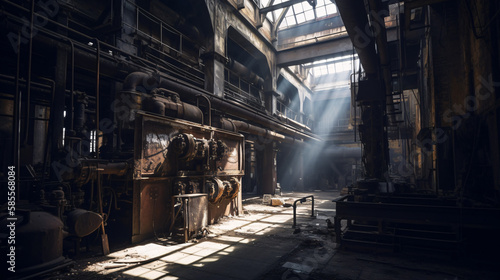 Old building inside with sunlight generative ai