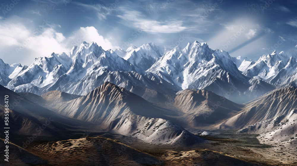 landscape with snowy mountains generative ai
