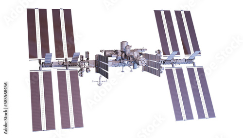 Fototapeta Naklejka Na Ścianę i Meble -  International Space Station Isolated. 3D rendering. Elements of this image furnished by NASA.