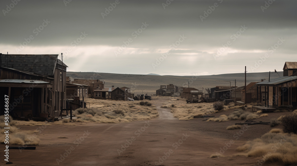 Ruin town on desert generative ai Ruin town on desert generative ai