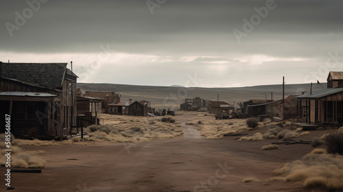 Ruin town on desert generative ai