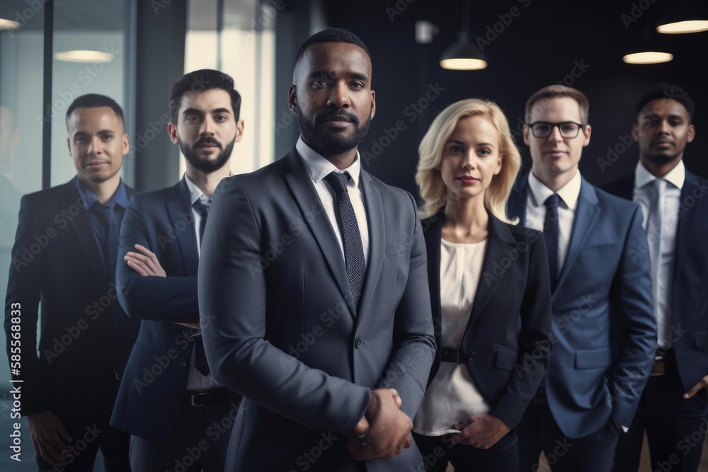 Group of multiethnic business people portrait in the office Generative AI Group of multiethnic business people portrait in the office Generative AI