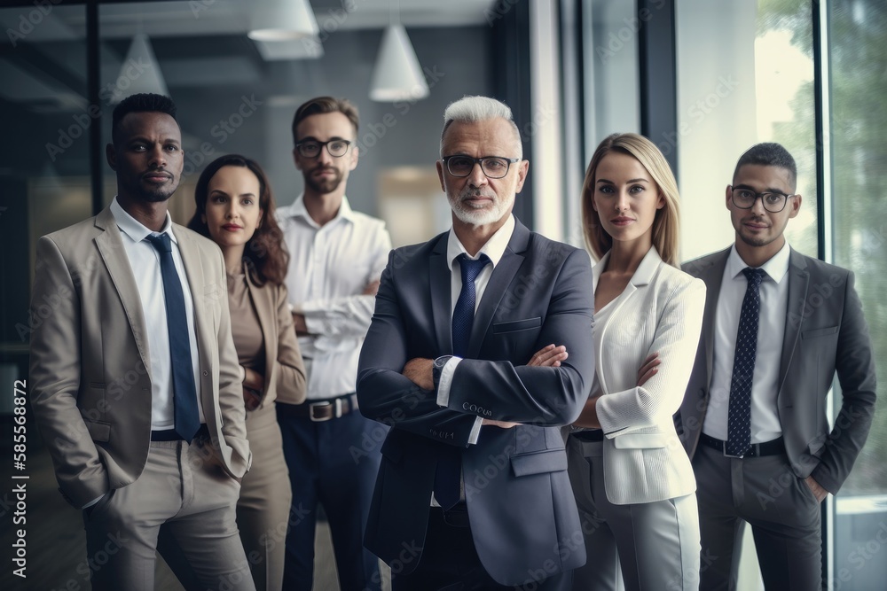 Group of multiethnic business people portrait in the office Generative AI Group of multiethnic business people portrait in the office Generative AI