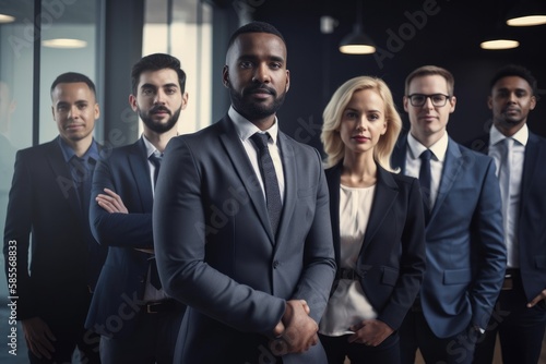 Group of multiethnic business people portrait in the office Generative AI