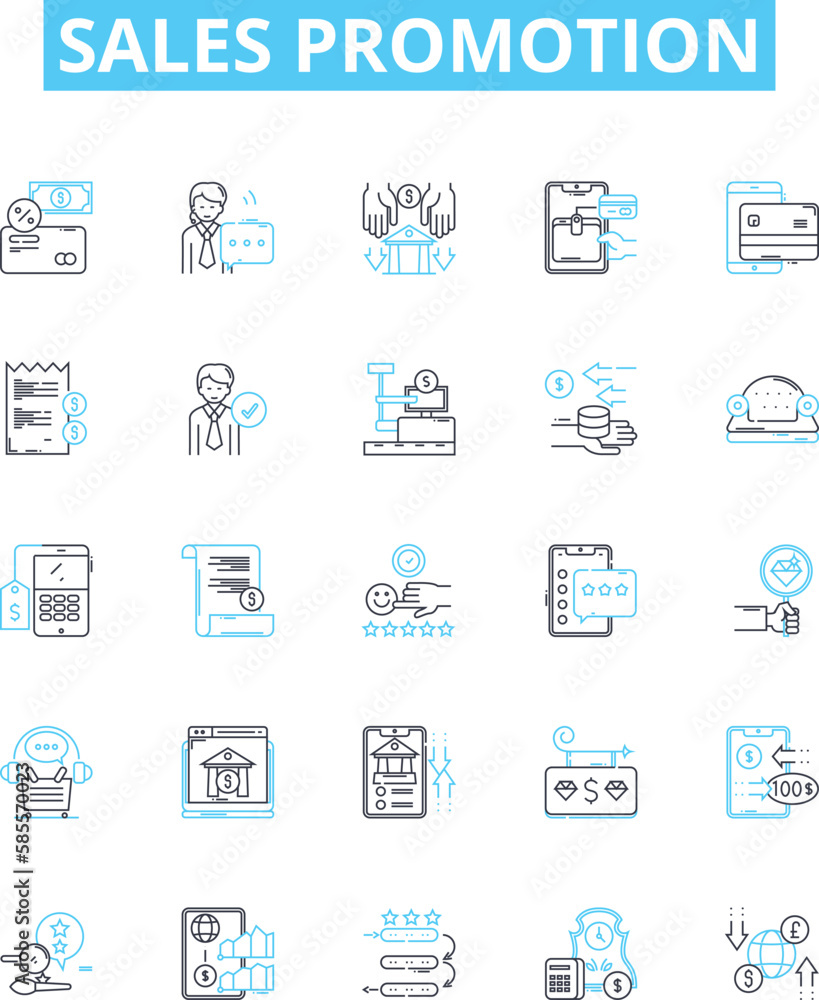 Sales promotion vector line icons set. Discounts, Deals, Offers, Coupons, Giveaways, Samples, Freebies illustration outline concept symbols and signs