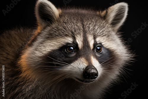 Generative AI. Portrait of a brown raccoon