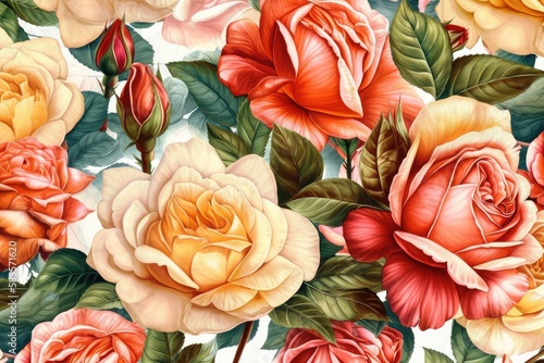 Wallpaper Mural Happy spring time Rose pattern Torontodigital.ca